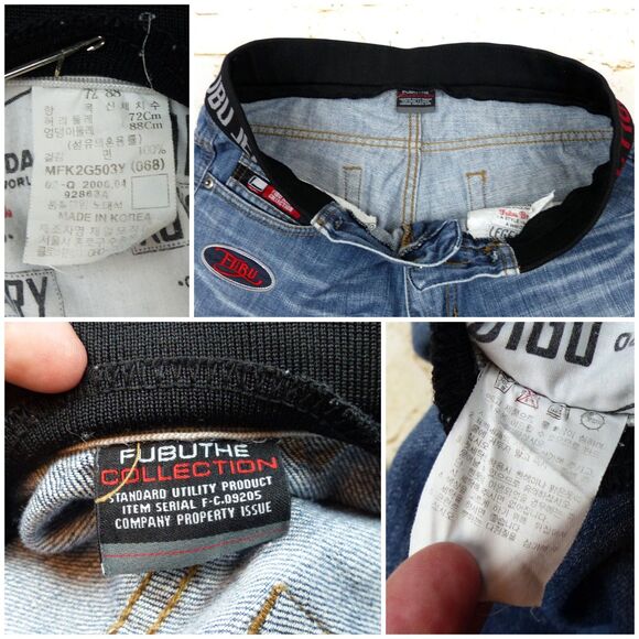 VTG FUBU Collection X Ford Denim Shorts Mens 29X17 Blue Logo Sporty Jorts Y2K - Picture 9 of 12